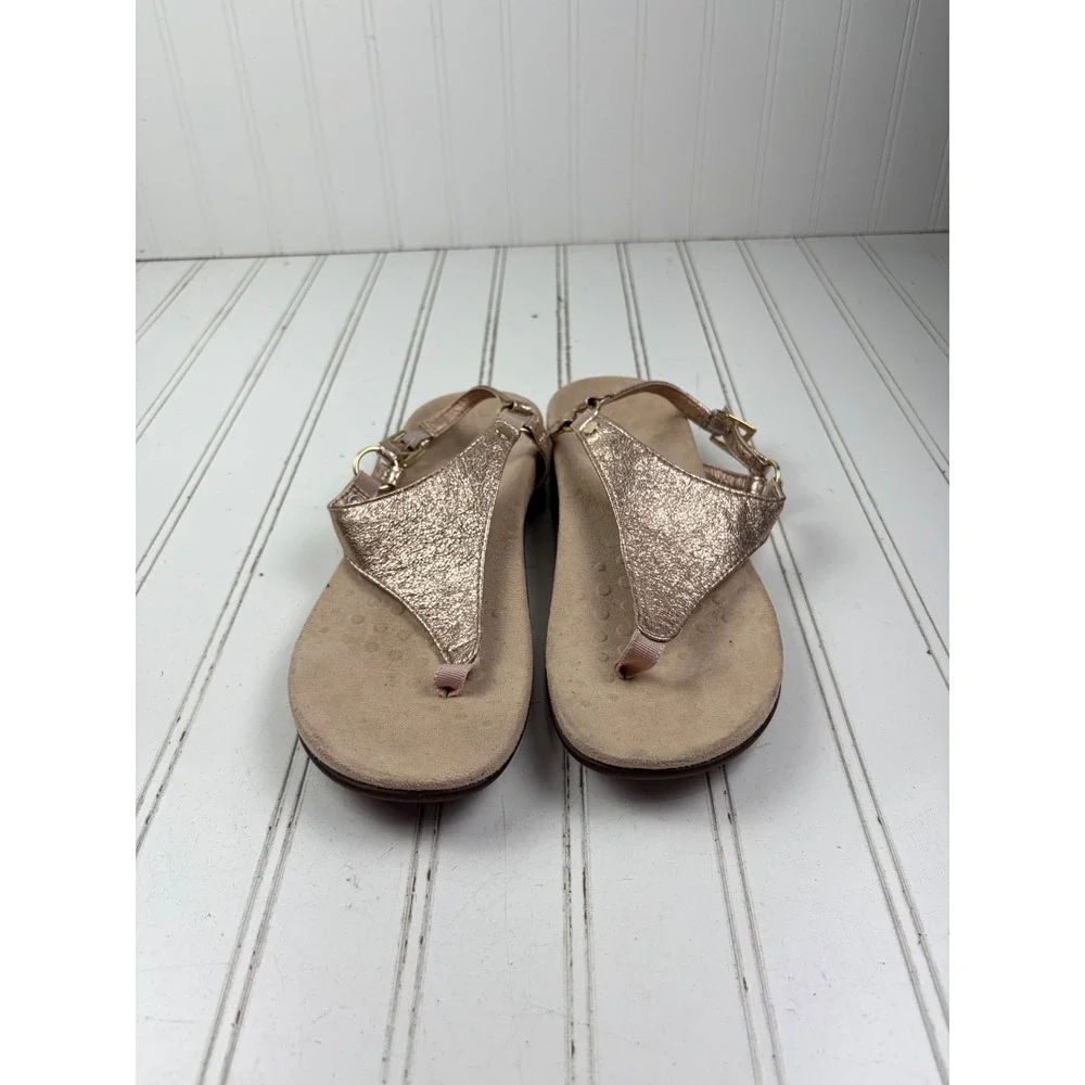 Vionic Kirra Rose Gold Metallic Leather Sandals Women's Size 7